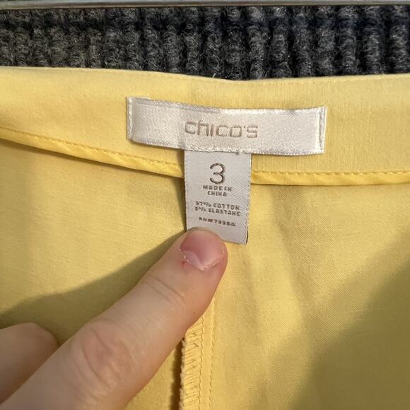 Chicos 3 Womens Pants Size XL Yellow Pleated Wide Leg High Rise Office Preppy - Picture 9 of 10